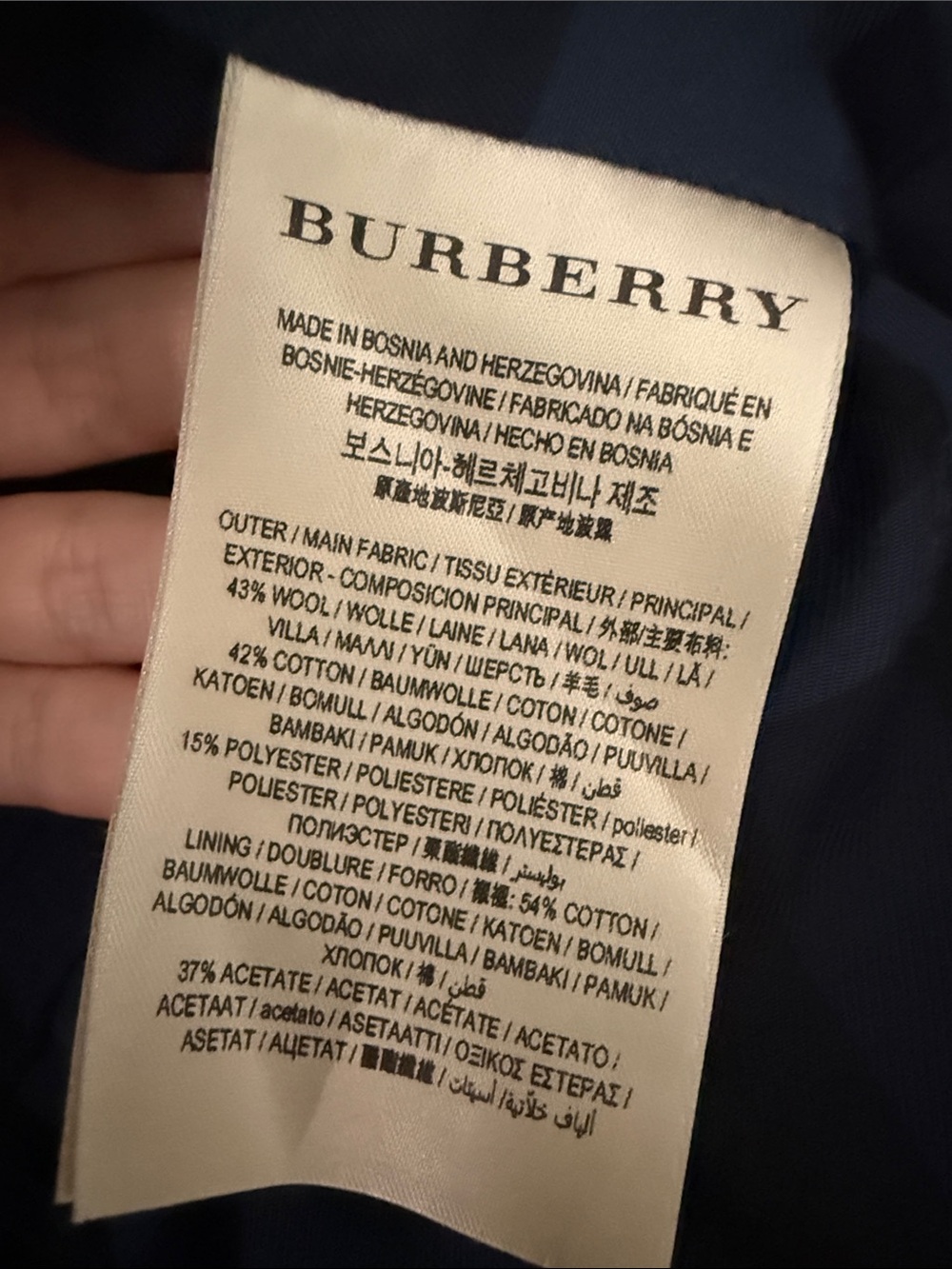 Authentic Burberry Navy Military-Style Gold Button Wool Jacket - Picture 9 of 9